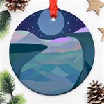 Landscapes Moon Stars Night Ornament (Round) Front