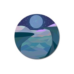 Landscapes Moon Stars Night Magnet 3  (round) by Wegoenart