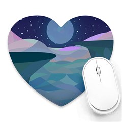 Landscapes Moon Stars Night Heart Mousepads by Wegoenart