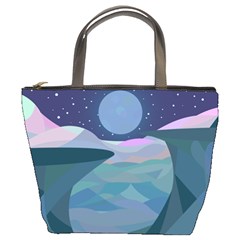 Landscapes Moon Stars Night Bucket Bag by Wegoenart