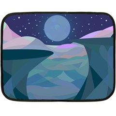 Landscapes Moon Stars Night Double Sided Fleece Blanket (mini)  by Wegoenart