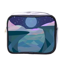 Landscapes Moon Stars Night Mini Toiletries Bag (one Side) by Wegoenart