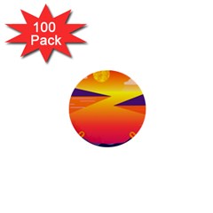 Sunset Lake Forest Hills Camp 1  Mini Buttons (100 Pack)  by Wegoenart