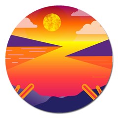 Sunset Lake Forest Hills Camp Magnet 5  (round) by Wegoenart