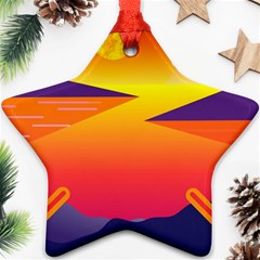 Sunset Lake Forest Hills Camp Star Ornament (two Sides) by Wegoenart