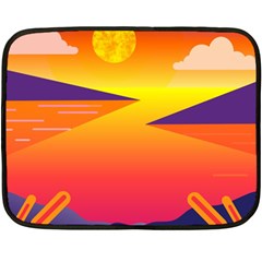 Sunset Lake Forest Hills Camp Fleece Blanket (mini) by Wegoenart