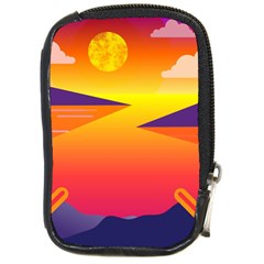 Sunset Lake Forest Hills Camp Compact Camera Leather Case by Wegoenart