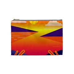 Sunset Lake Forest Hills Camp Cosmetic Bag (medium) by Wegoenart