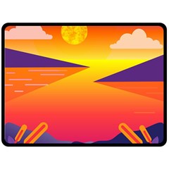 Sunset Lake Forest Hills Camp Fleece Blanket (large)  by Wegoenart