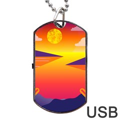 Sunset Lake Forest Hills Camp Dog Tag Usb Flash (one Side) by Wegoenart