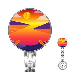 Sunset Lake Forest Hills Camp Stainless Steel Nurses Watch by Wegoenart