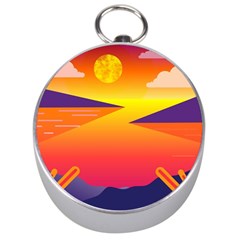 Sunset Lake Forest Hills Camp Silver Compasses by Wegoenart