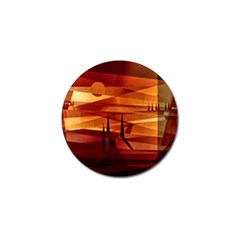 Illustration Golden Tuscany Brown Orange Golf Ball Marker (4 Pack) by Wegoenart