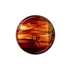 Illustration Golden Tuscany Brown Orange Hat Clip Ball Marker (4 Pack) by Wegoenart