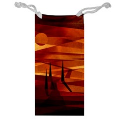 Illustration Golden Tuscany Brown Orange Jewelry Bag by Wegoenart