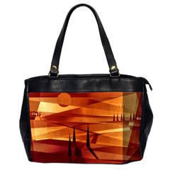 Illustration Golden Tuscany Brown Orange Oversize Office Handbag (2 Sides) by Wegoenart