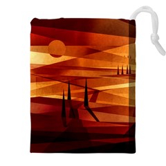 Illustration Golden Tuscany Brown Orange Drawstring Pouch (4xl) by Wegoenart