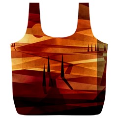 Illustration Golden Tuscany Brown Orange Full Print Recycle Bag (xxl) by Wegoenart