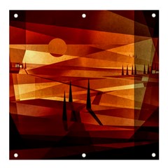 Illustration Golden Tuscany Brown Orange Banner And Sign 4  X 4 