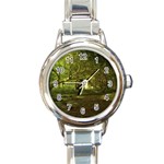 Nature Greenforest Trees Tree Landscape Round Italian Charm Watch Front