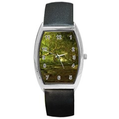 Nature Greenforest Trees Tree Landscape Barrel Style Metal Watch by Wegoenart