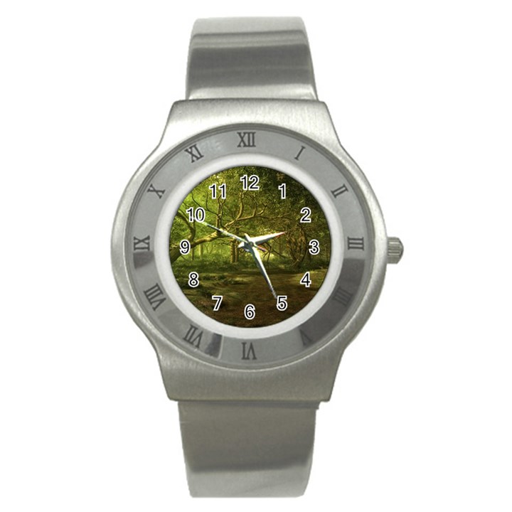 Nature Greenforest Trees Tree Landscape Stainless Steel Watch