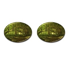 Nature Greenforest Trees Tree Landscape Cufflinks (oval) by Wegoenart