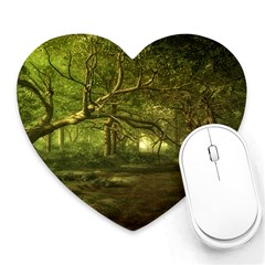 Nature Greenforest Trees Tree Landscape Heart Mousepads by Wegoenart