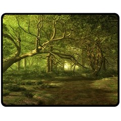 Nature Greenforest Trees Tree Landscape Fleece Blanket (medium)  by Wegoenart