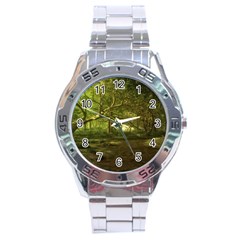 Nature Greenforest Trees Tree Landscape Stainless Steel Analogue Watch by Wegoenart