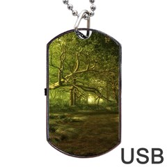 Nature Greenforest Trees Tree Landscape Dog Tag Usb Flash (one Side) by Wegoenart