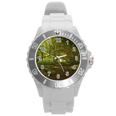 Nature Greenforest Trees Tree Landscape Round Plastic Sport Watch (l) by Wegoenart