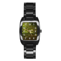 Nature Greenforest Trees Tree Landscape Stainless Steel Barrel Watch by Wegoenart