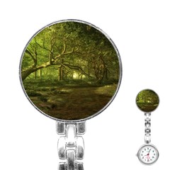 Nature Greenforest Trees Tree Landscape Stainless Steel Nurses Watch by Wegoenart