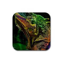 Chameleon Reptile Lizard Animal Rubber Coaster (square) by Wegoenart