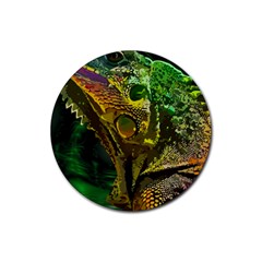 Chameleon Reptile Lizard Animal Rubber Round Coaster (4 Pack) by Wegoenart