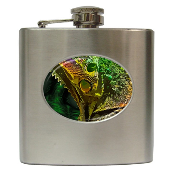 Chameleon Reptile Lizard Animal Hip Flask (6 oz)