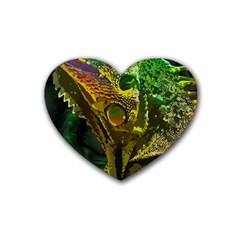 Chameleon Reptile Lizard Animal Rubber Coaster (heart) by Wegoenart