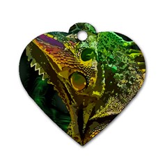 Chameleon Reptile Lizard Animal Dog Tag Heart (one Side) by Wegoenart