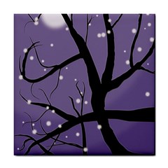 Moon Night Fantasy Dark Love Tile Coaster by Wegoenart