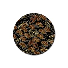 Oriental Traditional Seamless Pattern Rubber Coaster (round) by Wegoenart