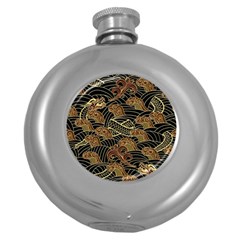 Oriental Traditional Seamless Pattern Round Hip Flask (5 Oz) by Wegoenart