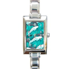 Sea Waves Seamless Pattern Rectangle Italian Charm Watch by Wegoenart