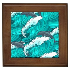 Sea Waves Seamless Pattern Framed Tile