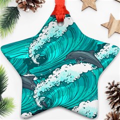 Sea Waves Seamless Pattern Ornament (Star)