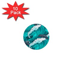 Sea Waves Seamless Pattern 1  Mini Buttons (10 pack) 