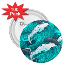 Sea Waves Seamless Pattern 2.25  Buttons (100 pack) 