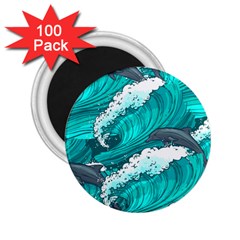 Sea Waves Seamless Pattern 2 25  Magnets (100 Pack)  by Wegoenart