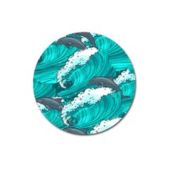 Sea Waves Seamless Pattern Magnet 3  (Round)