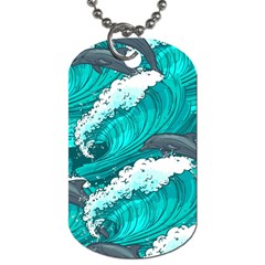 Sea Waves Seamless Pattern Dog Tag (One Side)